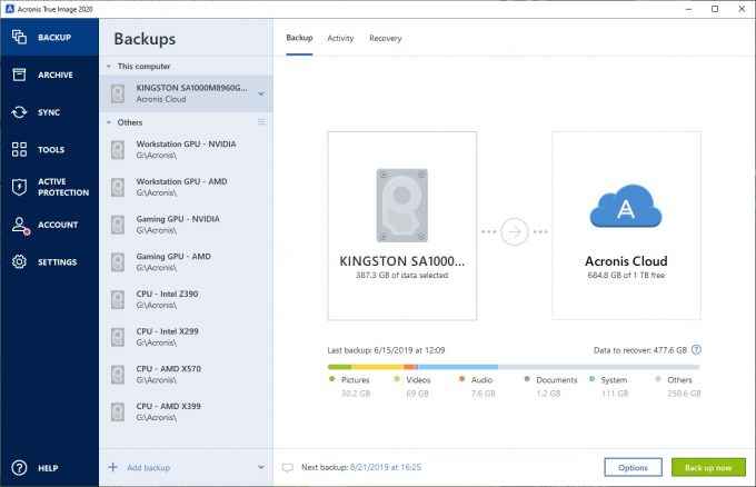 Acronis True Image 2021 indirme sayfası ekran görüntüsü