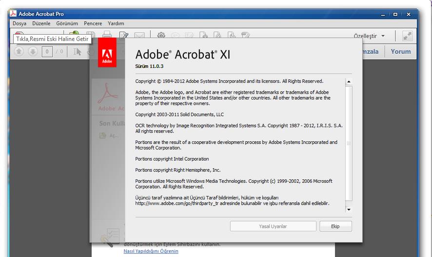 Adobe Acrobat XI Pro indirme sayfası ekran görüntüsü