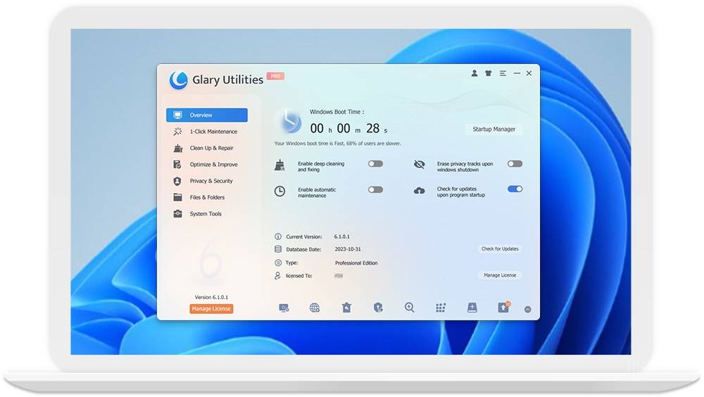 Glary Utilities Pro indirme sayfası ekran görüntüsü