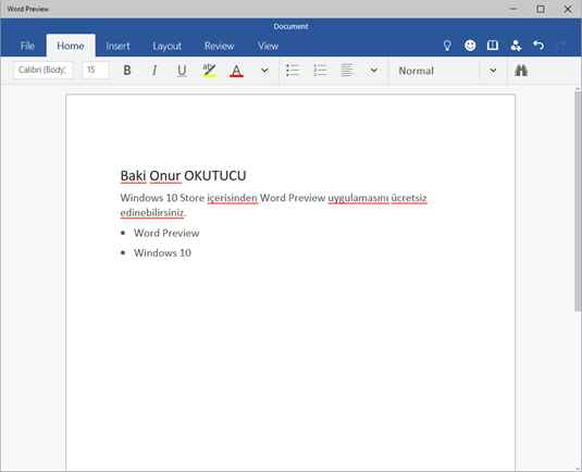 Microsoft Word 2016 indirme sayfası ekran görüntüsü